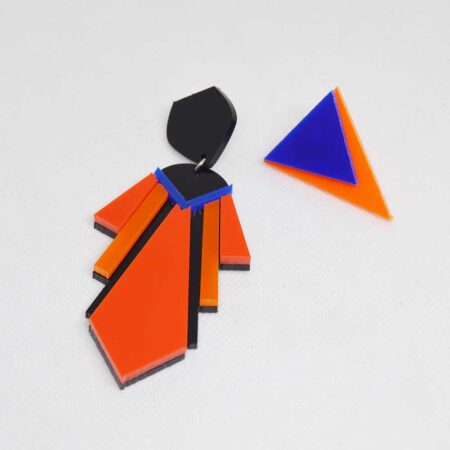 Par trocado Kate e Audrey em laranja, preto e azul