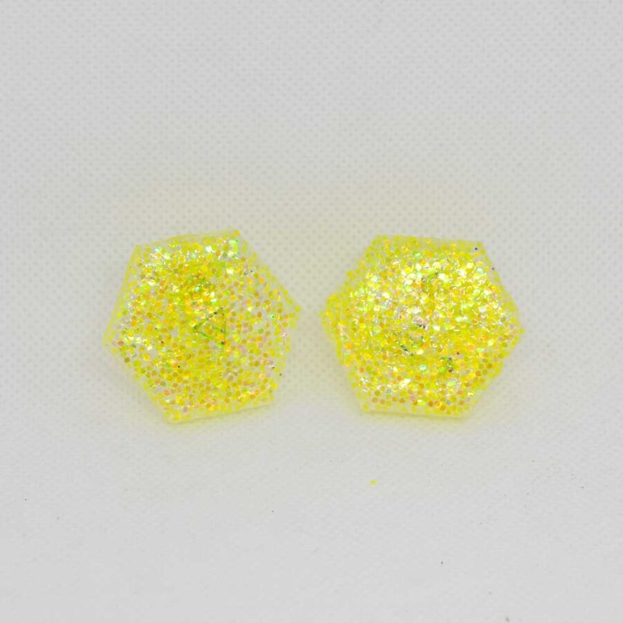 Amália transparente com glitter amarelo
