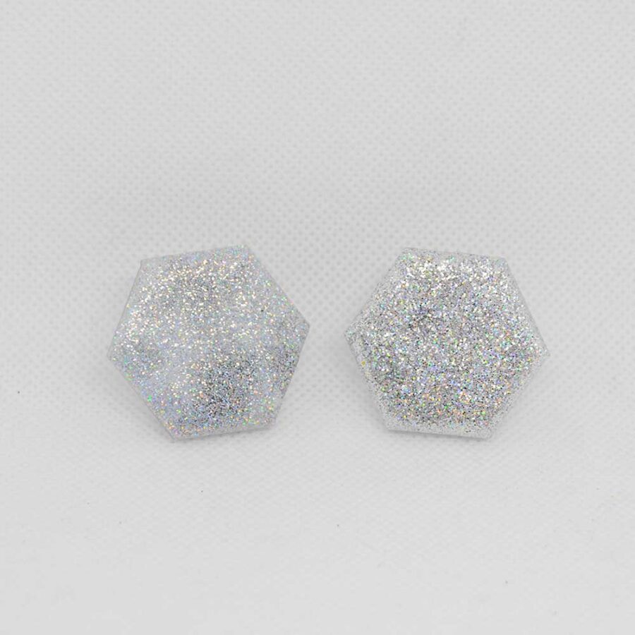 Amália transparente com glitter prateado