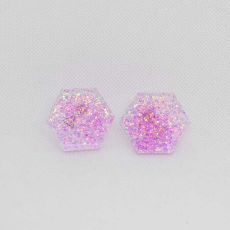 Amália transparente com glitter rosa