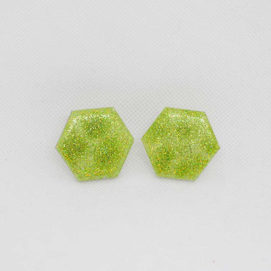 Amália transparente com glitter verde