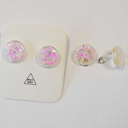 Ava mini em pack de 2 rosa holográfico glitter (MINI EM MOLA)