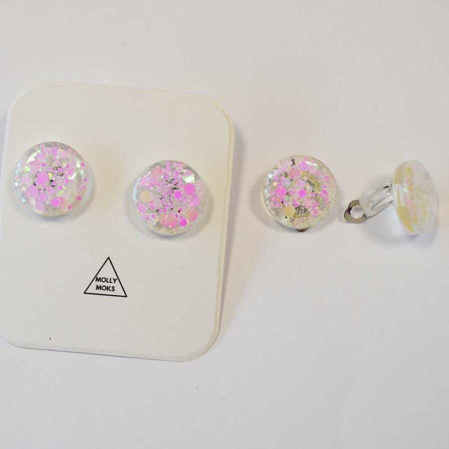 Ava mini em pack de 2 rosa holográfico glitter (MINI EM MOLA)